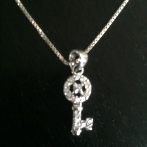 Sterling Silver key necklace with crystals